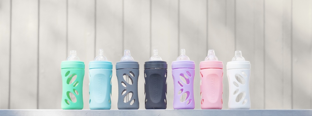 Twistshake Biberón de cristal anticólico 180ml 