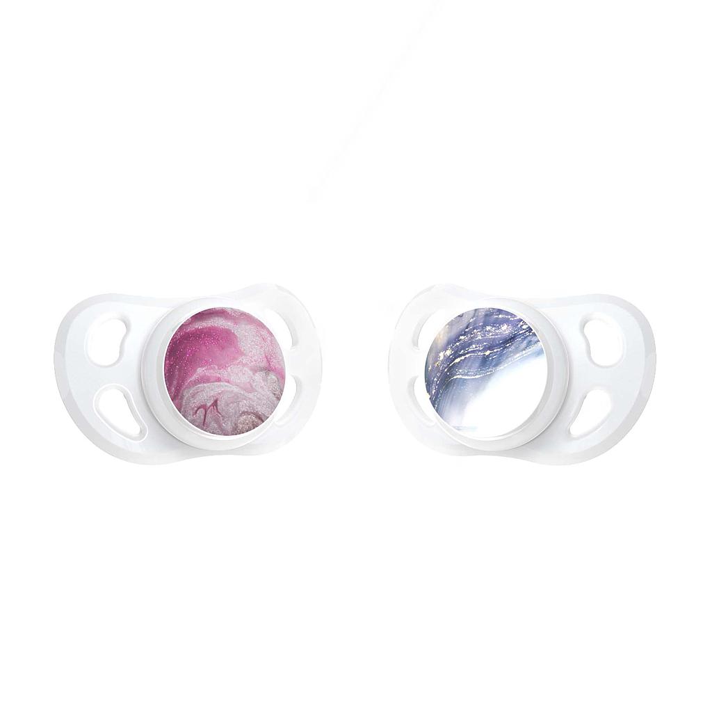 Twistshake 2x Soother 0-6m Pink/Purple Marble