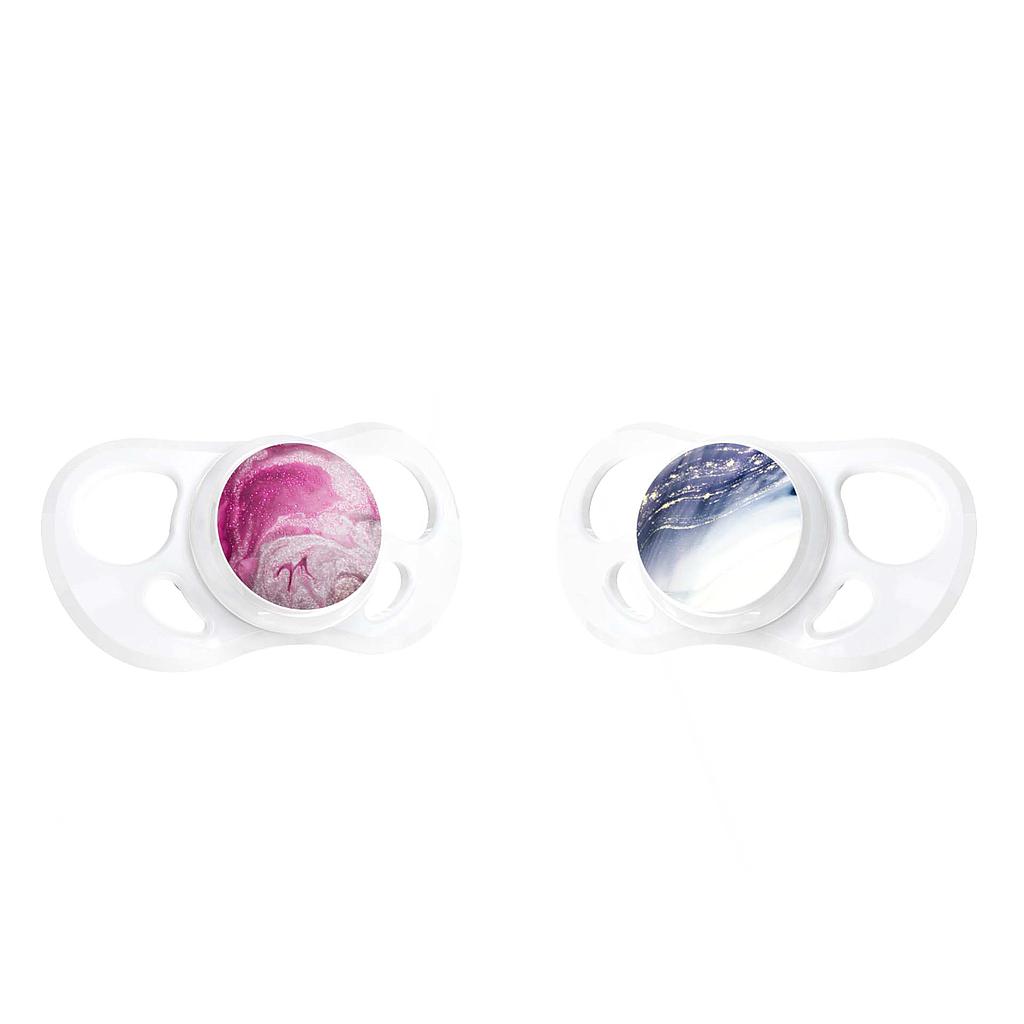 Twistshake 2x Soother 6+m Marble Pink/Purple